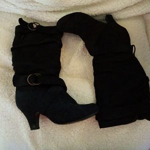 Black suede boots